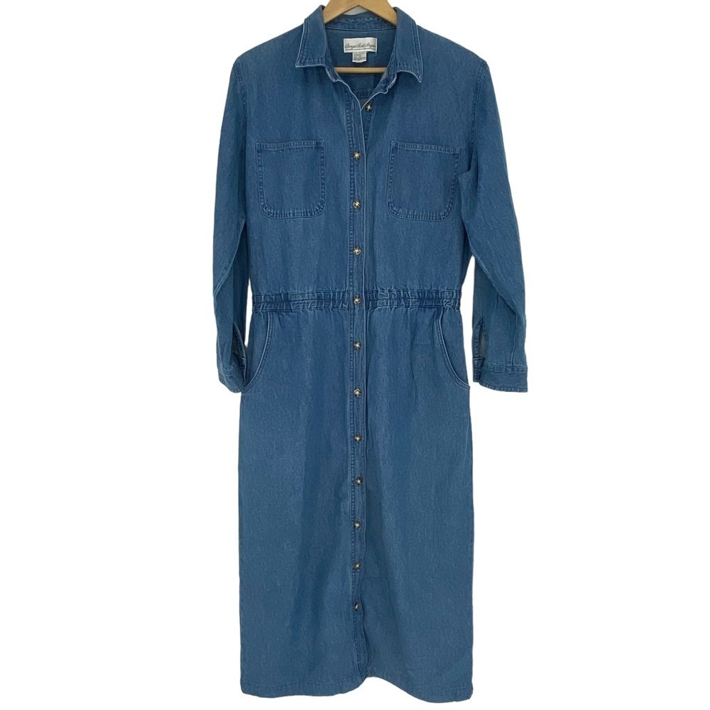 VTG Giorgio Sant' Angelo denim long sleeve button down dress women's size 14